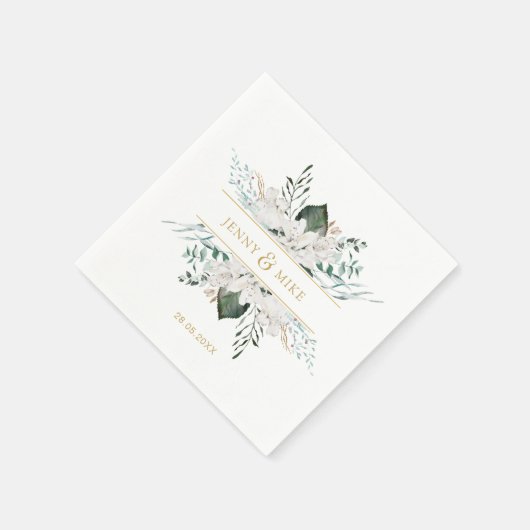 Eenvoudige, elegante witte bloemen bruiloft servet (Hoek)