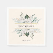 Eenvoudige, elegante witte bloemen bruiloft servet (Voorkant)