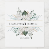 Eenvoudige, elegante witte bloemen bruiloft wijn etiket (Enkel label)