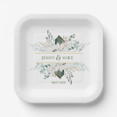 Eenvoudige, elegante witte bloemen papieren bordje (Voorkant)