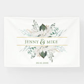 Eenvoudige, elegante witte bloemen spandoek (Horizontaal)