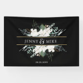 Eenvoudige, elegante witte bloemen spandoek (Horizontaal)