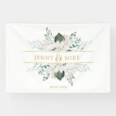 Eenvoudige, elegante witte bloemen spandoek (Horizontaal)