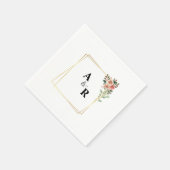 Eenvoudige elegante witte bloemenvierkant bruiloft servet (Hoek)