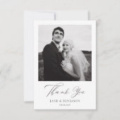 Eenvoudige elegante witte bruiloft 2 foto bedankkaart (Voorkant)