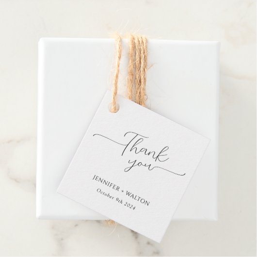 Eenvoudige Elegante witte bruiloft Bedankjes Labels (In situ)