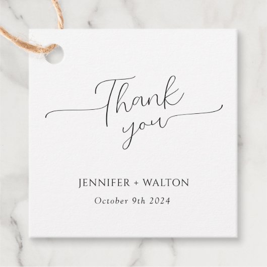 Eenvoudige Elegante witte bruiloft Bedankjes Labels (Voorkant)