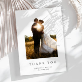 Eenvoudige Elegante witte bruiloft Bedankkaart