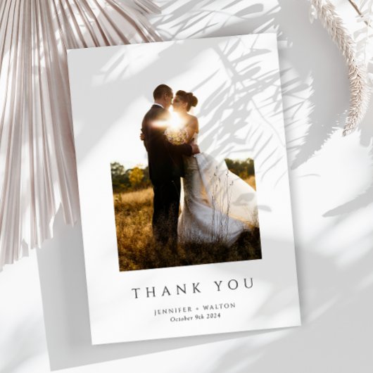 Eenvoudige Elegante witte bruiloft Bedankkaart