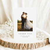 Eenvoudige Elegante witte bruiloft Bedankkaart