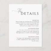 Eenvoudige Elegante witte bruiloft details Informatiekaartje (Voorkant)