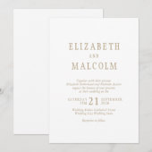 Eenvoudige elegante witte bruiloft kaart (Voorkant / Achterkant)