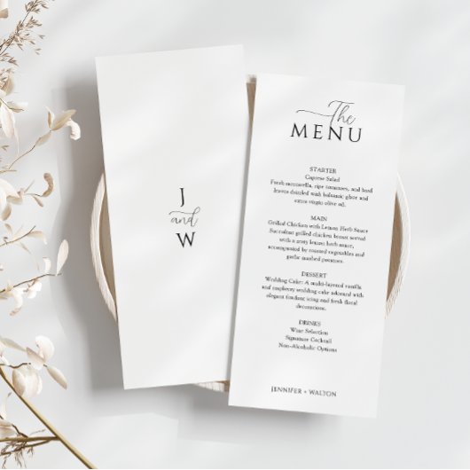 Eenvoudige Elegante witte bruiloft Menu