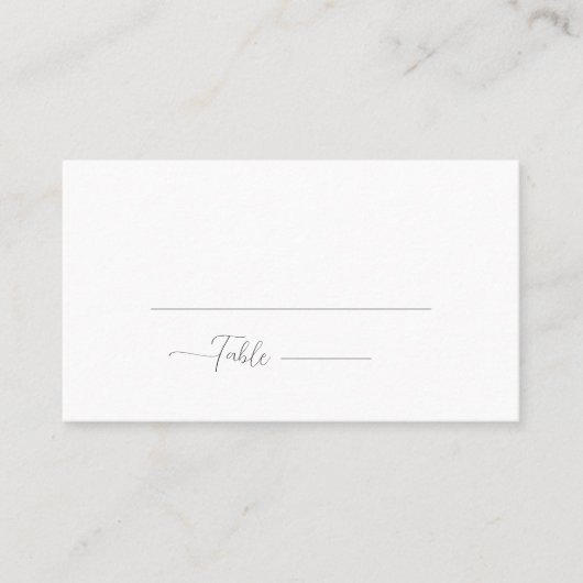 Eenvoudige Elegante witte bruiloft Plaatskaartje (Voorkant)