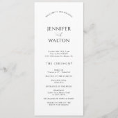 Eenvoudige Elegante witte bruiloft Programmakaart (Voorkant)