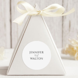 Eenvoudige Elegante witte bruiloft Ronde Sticker