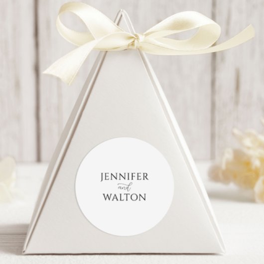 Eenvoudige Elegante witte bruiloft Ronde Sticker