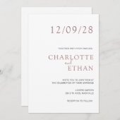 Eenvoudige, elegante witte bruine uitnodiging (Voorkant / Achterkant)