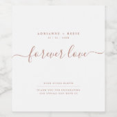 Eenvoudige Elegante Witte en Roos Gouden Bruiloft Wijn Etiket (Enkel label)