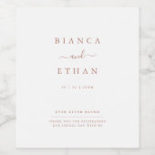 Eenvoudige Elegante Witte en Roos Gouden Bruiloft Wijn Etiket (Enkel label)