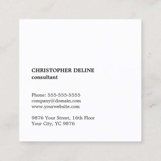 Eenvoudige elegante witte faux gouden lijn consult vierkante visitekaartje (Achterkant)