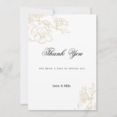 Eenvoudige elegante witte gouden bloem Dank u Kaart (Voorkant)