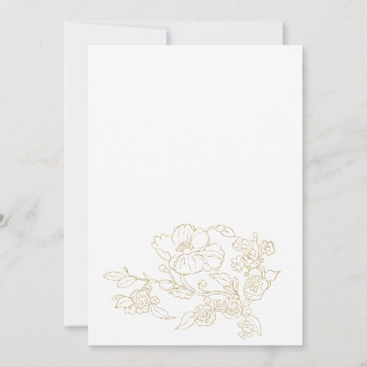 Eenvoudige elegante witte gouden bloem Dank u Kaart (Achterkant)