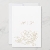 Eenvoudige elegante witte gouden bloemenbruiloft kaart (Achterkant)