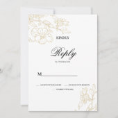 Eenvoudige elegante witte gouden bloemenbruiloft R Kaart (Voorkant)