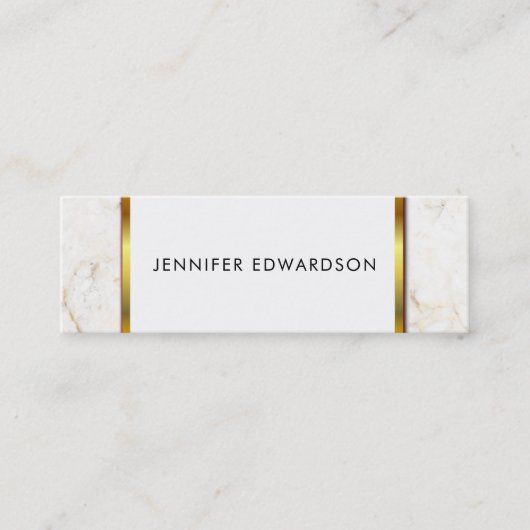 Eenvoudige elegante witte goudmarmer professional mini visitekaartje (Voorkant)