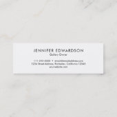 Eenvoudige elegante witte goudmarmer professional mini visitekaartje (Achterkant)