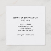 Eenvoudige elegante witte goudmarmer professional vierkante visitekaartje (Achterkant)