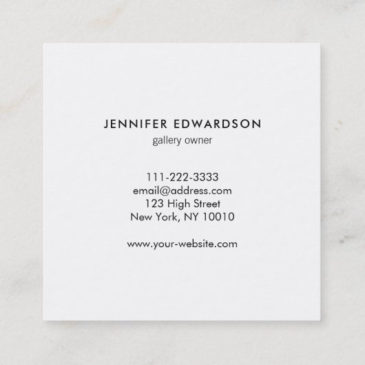 Eenvoudige elegante witte goudmarmer professional vierkante visitekaartje (Achterkant)