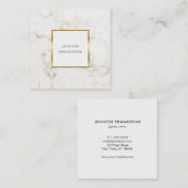 Eenvoudige elegante witte goudmarmer professional vierkante visitekaartje (Voorkant / Achterkant)