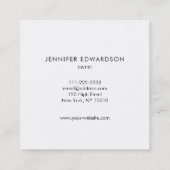 Eenvoudige elegante witte goudmarmer professional vierkante visitekaartje (Achterkant)