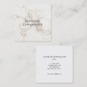 Eenvoudige elegante witte goudmarmer professional vierkante visitekaartje (Voorkant / Achterkant)