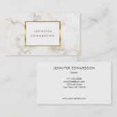 Eenvoudige elegante witte goudmarmer professional visitekaartje (Voorkant / Achterkant)