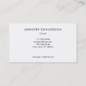 Eenvoudige elegante witte goudmarmer professional visitekaartje (Achterkant)