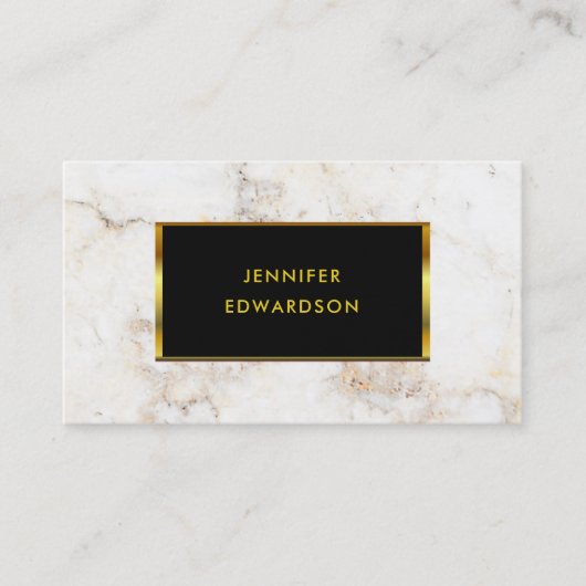 Eenvoudige elegante witte goudmarmer professional visitekaartje (Voorkant)