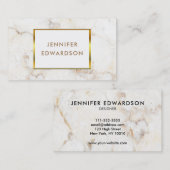 Eenvoudige elegante witte goudmarmer professional visitekaartje (Voorkant / Achterkant)