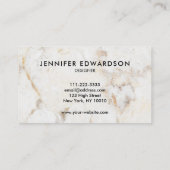 Eenvoudige elegante witte goudmarmer professional visitekaartje (Achterkant)
