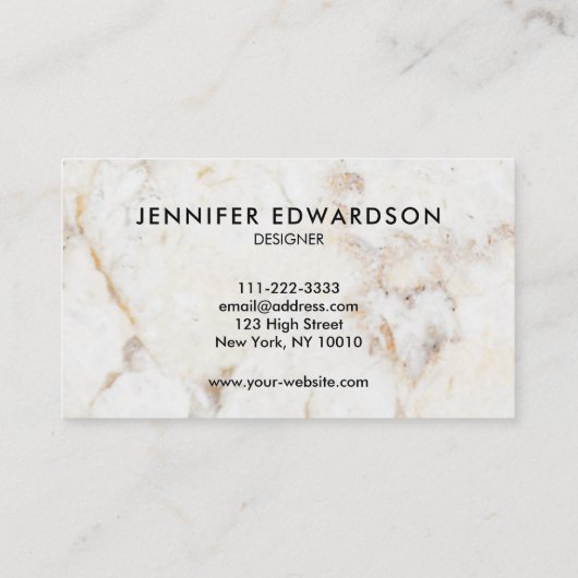 Eenvoudige elegante witte goudmarmer professional visitekaartje (Achterkant)