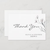 Eenvoudige Elegante Witte Hand-getrokken bloem. Br Bedankkaart (Voorkant / Achterkant)