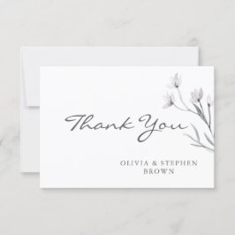 Eenvoudige Elegante Witte Hand-getrokken bloem. Br Bedankkaart