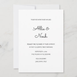 Eenvoudige & Elegante Witte Huwelijksuitnodiging K Kaart