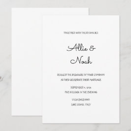 Eenvoudige & Elegante Witte Huwelijksuitnodiging K Kaart
