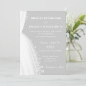 Eenvoudige Elegante Witte Jurk Silhouette Grijs Hu Kaart (Staand voorkant)