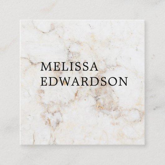 Eenvoudige elegante witte marmer professional vierkante visitekaartje (Voorkant)