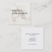 Eenvoudige elegante witte marmer professional vierkante visitekaartje (Voorkant / Achterkant)