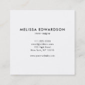 Eenvoudige elegante witte marmer professional vierkante visitekaartje (Achterkant)